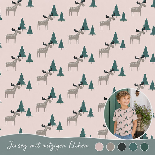 Jersey stoff elche 100x150cm - stoff,