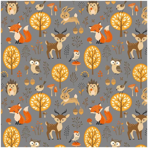 Tiere wald grau stoff - tiere,